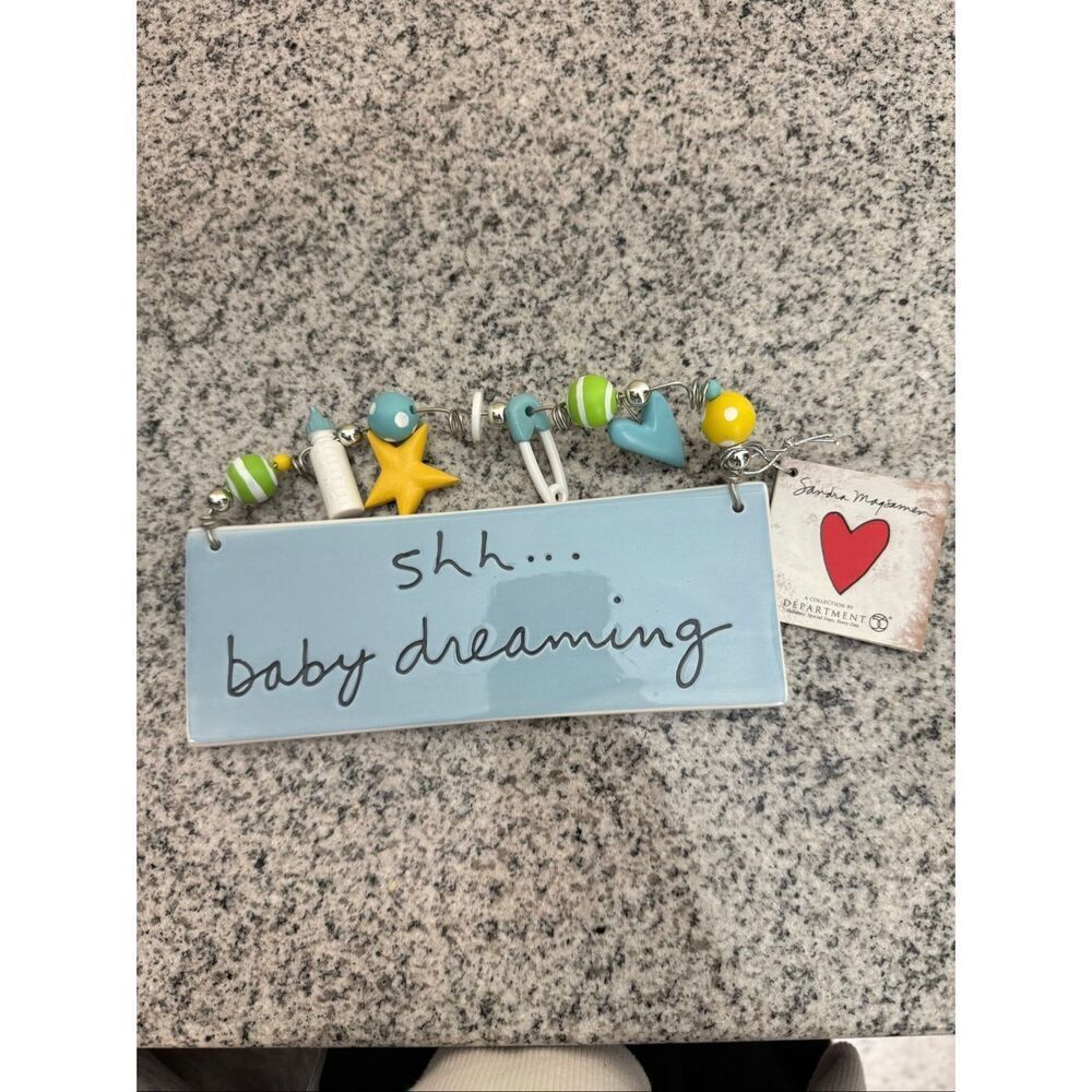 Sandra Magsamen “ Baby Dreaming” Beaded Wall Hanging Ceramic Plaque Gift